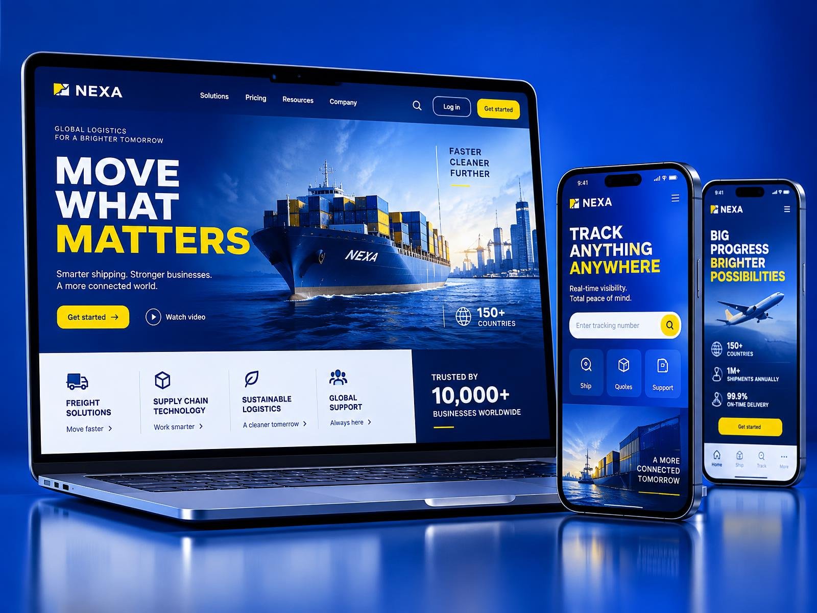 Laptop screen showing a finished responsive business website